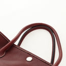 HERMES Garden Party PM Hand Bag Leather Wine Red Silver Auth 153742V-8