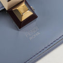 FENDI Cany Small Shoulder Bag Leather Light Blue Silver 8M0381 Auth 153743V-18