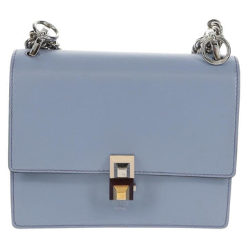 FENDI Cany Small Shoulder Bag Leather Light Blue Silver 8M0381 Auth 153743V - 0