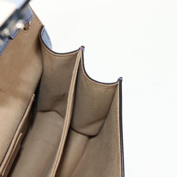 FENDI Cany Small Shoulder Bag Leather Light Blue Silver 8M0381 Auth 153743V