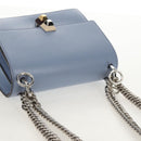 FENDI Cany Small Shoulder Bag Leather Light Blue Silver 8M0381 Auth 153743V-7