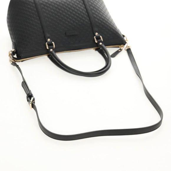 GUCCI Micro GG Canvas Tote Bag Outlet 2way Black Gold 449656 Auth 153748SAM