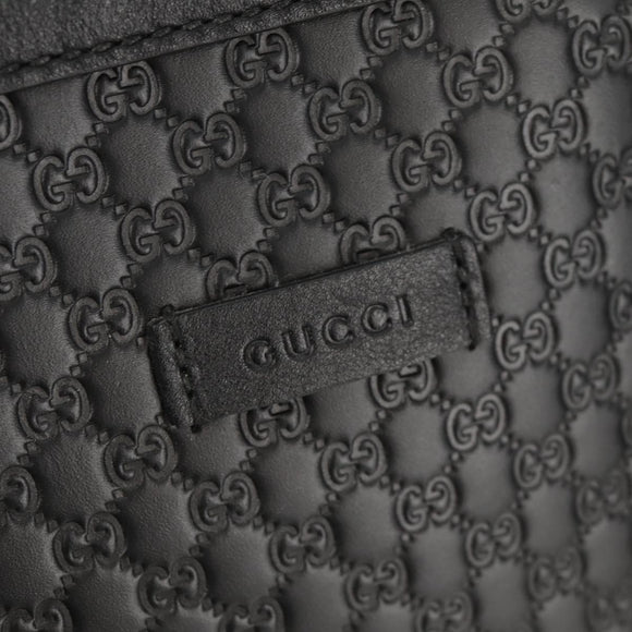 GUCCI Micro GG Canvas Tote Bag Outlet 2way Black Gold 449656 Auth 153748SAM