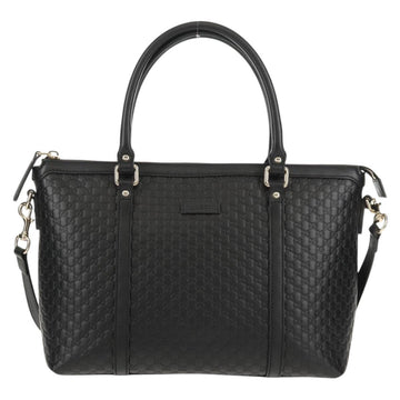 GUCCI Micro GG Canvas Tote Bag Outlet 2way Black Gold 449656 Auth 153748SAM - 0