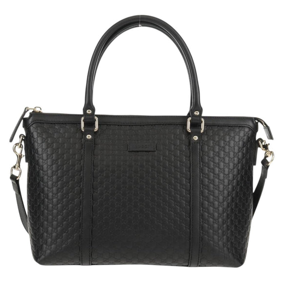 GUCCI Micro GG Canvas Tote Bag Outlet 2way Black Gold 449656 Auth 153748SAM