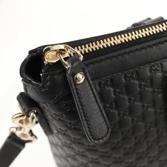 GUCCI Micro GG Canvas Tote Bag Outlet 2way Black Gold 449656 Auth 153748SAM