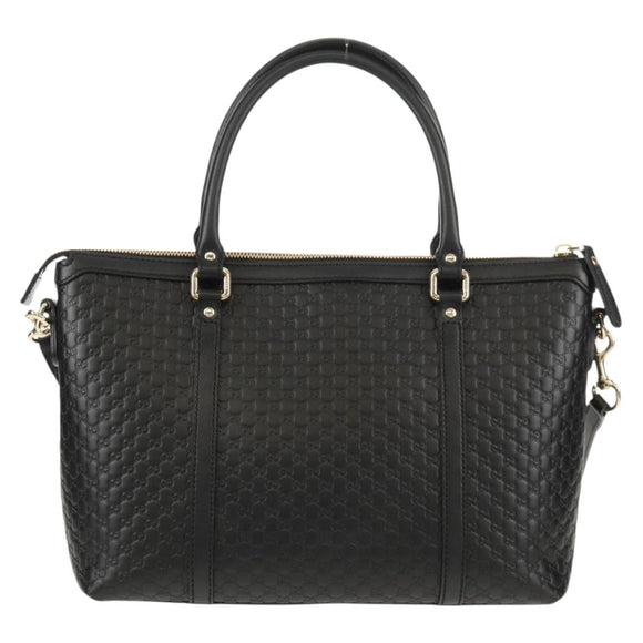 GUCCI Micro GG Canvas Tote Bag Outlet 2way Black Gold 449656 Auth 153748SAM