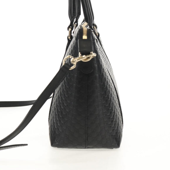 GUCCI Micro GG Canvas Tote Bag Outlet 2way Black Gold 449656 Auth 153748SAM