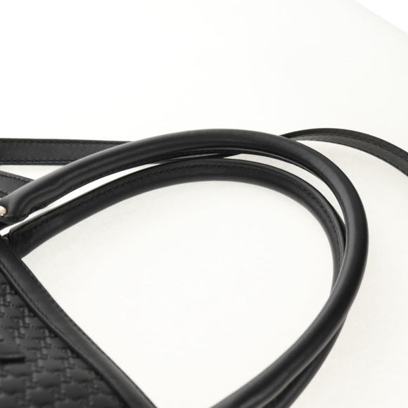 GUCCI Micro GG Canvas Tote Bag Outlet 2way Black Gold 449656 Auth 153748SAM