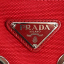 PRADA Canapa PM Hand Bag Canvas 2way Red Silver Auth 153759V-18