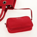PRADA Canapa PM Hand Bag Canvas 2way Red Silver Auth 153759V-19