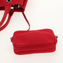 PRADA Canapa PM Hand Bag Canvas 2way Red Silver Auth 153759V-20