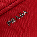 PRADA Canapa PM Hand Bag Canvas 2way Red Silver Auth 153759V-21