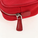 PRADA Canapa PM Hand Bag Canvas 2way Red Silver Auth 153759V-22