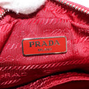 PRADA Canapa PM Hand Bag Canvas 2way Red Silver Auth 153759V-23