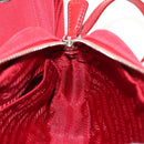 PRADA Canapa PM Hand Bag Canvas 2way Red Silver Auth 153759V-24