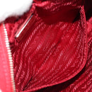 PRADA Canapa PM Hand Bag Canvas 2way Red Silver Auth 153759V-26
