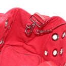 PRADA Canapa PM Hand Bag Canvas 2way Red Silver Auth 153759V-28