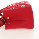 PRADA Canapa PM Hand Bag Canvas 2way Red Silver Auth 153759V-3