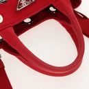 PRADA Canapa PM Hand Bag Canvas 2way Red Silver Auth 153759V-7
