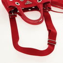 PRADA Canapa PM Hand Bag Canvas 2way Red Silver Auth 153759V-8