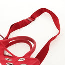 PRADA Canapa PM Hand Bag Canvas 2way Red Silver Auth 153759V-14