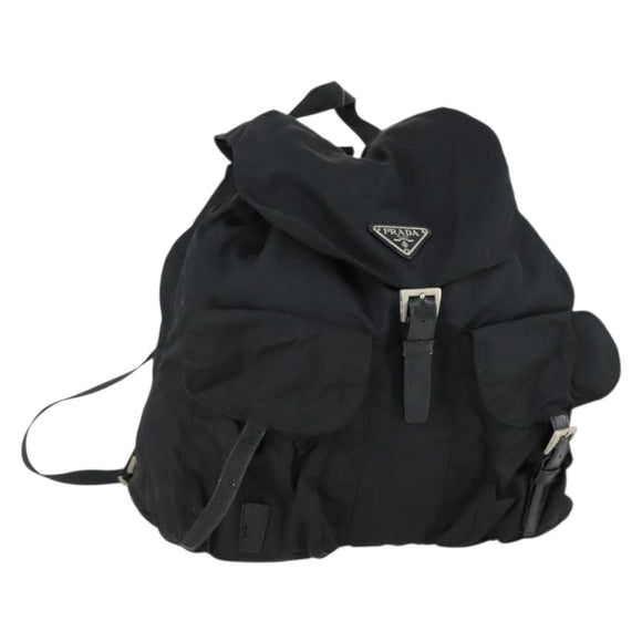 PRADA Backpack Nylon Black Silver Auth 153760