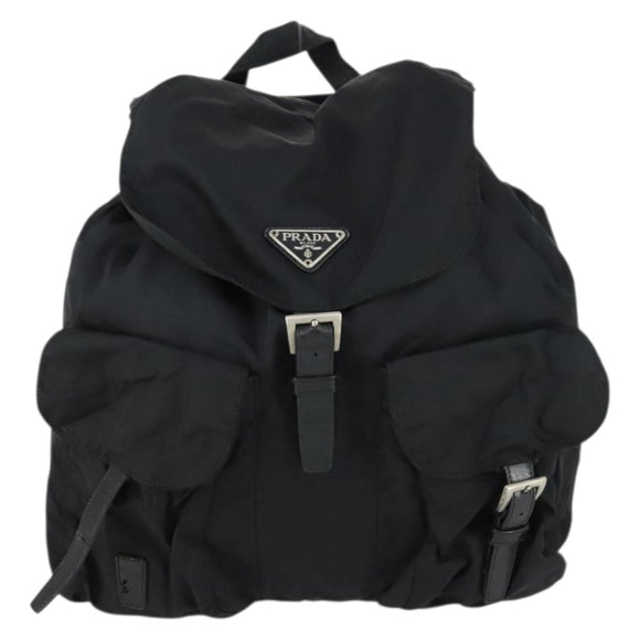 PRADA Backpack Nylon Black Silver Auth 153760
