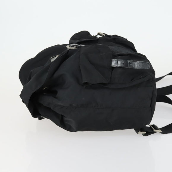 PRADA Backpack Nylon Black Silver Auth 153760