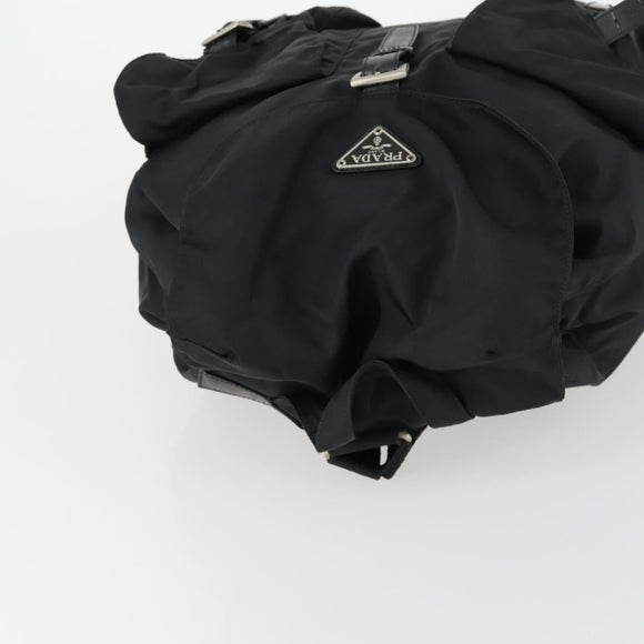 PRADA Backpack Nylon Black Silver Auth 153760