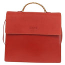 LOEWE Velazquez Hand Bag Leather 2way Red Gold Auth 153761V-1
