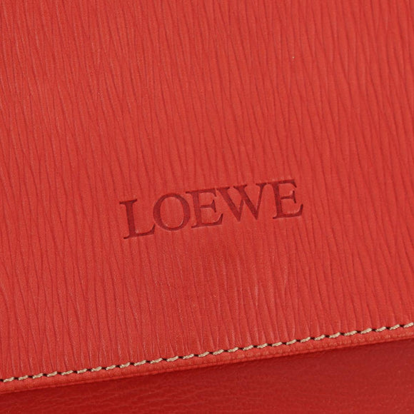 LOEWE Velazquez Hand Bag Leather 2way Red Gold Auth 153761V