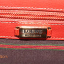 LOEWE Velazquez Hand Bag Leather 2way Red Gold Auth 153761V-21