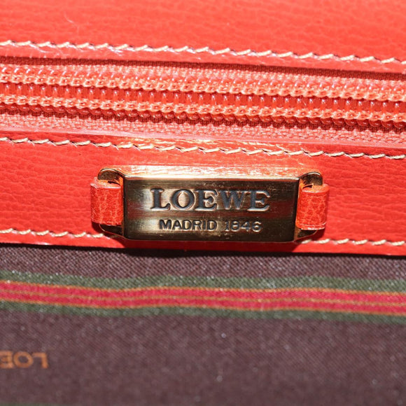LOEWE Velazquez Hand Bag Leather 2way Red Gold Auth 153761V