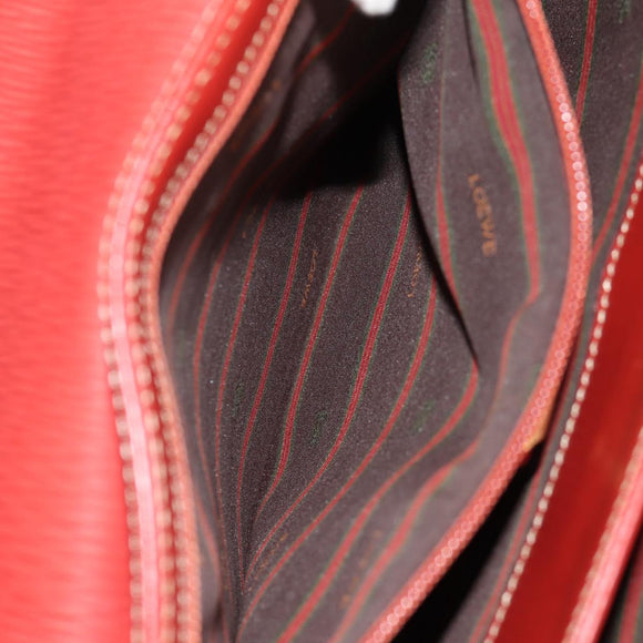 LOEWE Velazquez Hand Bag Leather 2way Red Gold Auth 153761V