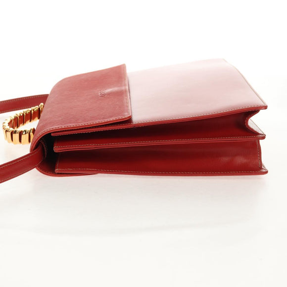 LOEWE Velazquez Hand Bag Leather 2way Red Gold Auth 153761V