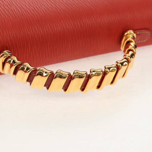 LOEWE Velazquez Hand Bag Leather 2way Red Gold Auth 153761V