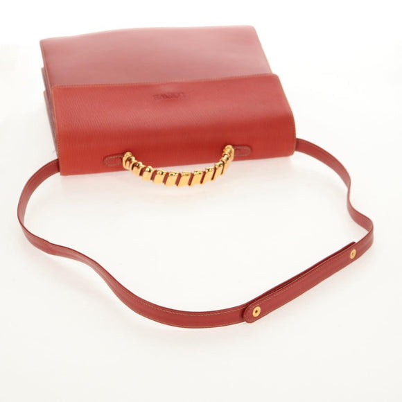 LOEWE Velazquez Hand Bag Leather 2way Red Gold Auth 153761V