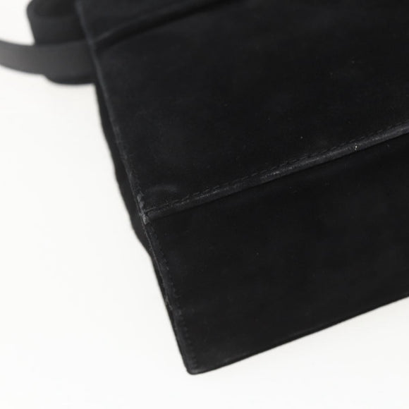 Salvatore Ferragamo Vala Hand Bag Suede 2way Black Gold Auth 153762V