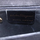 Salvatore Ferragamo Vala Hand Bag Suede 2way Black Gold Auth 153762V-14