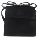 Salvatore Ferragamo Vala Hand Bag Suede 2way Black Gold Auth 153762V-2