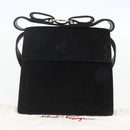 Salvatore Ferragamo Vala Hand Bag Suede 2way Black Gold Auth 153762V-21