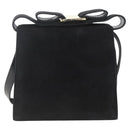 Salvatore Ferragamo Vala Hand Bag Suede 2way Black Gold Auth 153762V-3