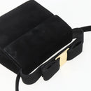 Salvatore Ferragamo Vala Hand Bag Suede 2way Black Gold Auth 153762V-6