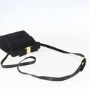 Salvatore Ferragamo Vala Hand Bag Suede 2way Black Gold Auth 153762V-7