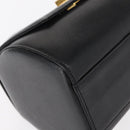 GIVENCHY Hand Bag Leather Black Gold Auth 153763-10