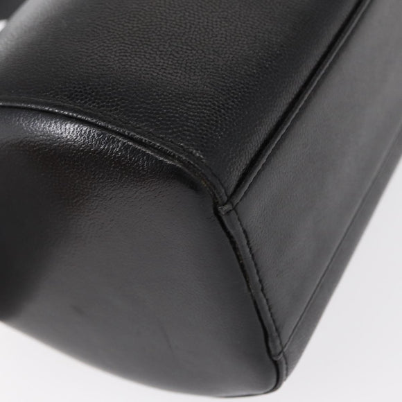 GIVENCHY Hand Bag Leather Black Gold Auth 153763