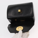 GIVENCHY Hand Bag Leather Black Gold Auth 153763-15