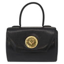 GIVENCHY Hand Bag Leather Black Gold Auth 153763-2