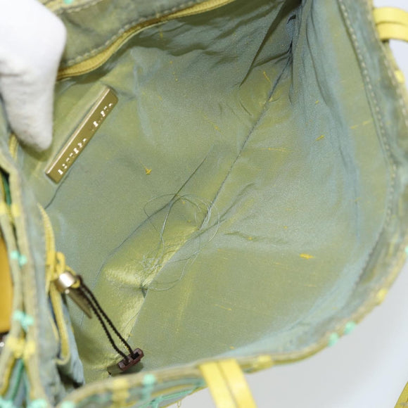 BOTTEGA VENETA Hand Bag Nylon Green Silver Auth 153765